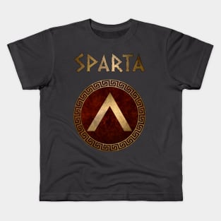 Spartan Shield Lacedaemonian Lambda Ancient Symbol of Sparta Kids T-Shirt